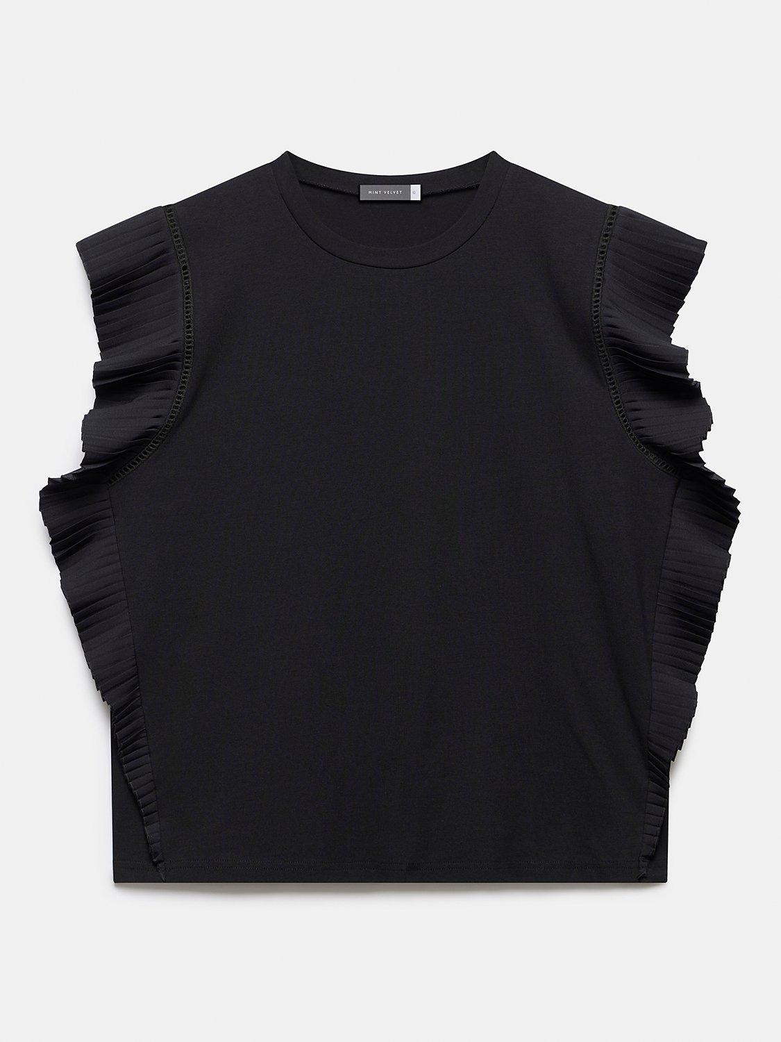 Mint Velvet Ruffle Sleeve Top Black