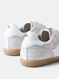 Mint Velvet Leather Side Strip Suede Trainers, Neutral/White