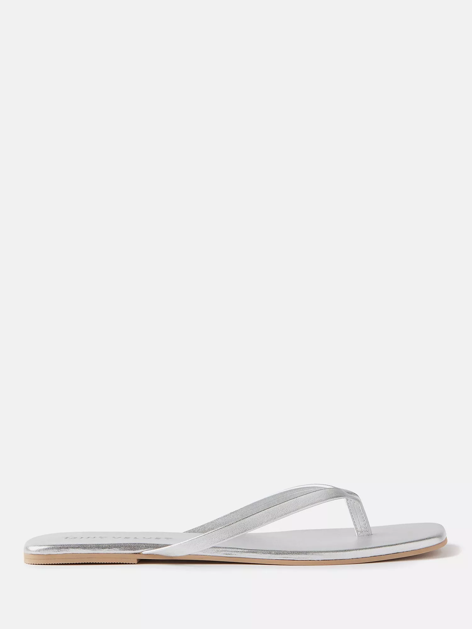 Mint Velvet Leather Flip Flops Silver