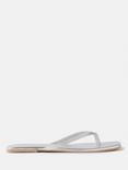 Mint Velvet Leather Flip Flops, Silver