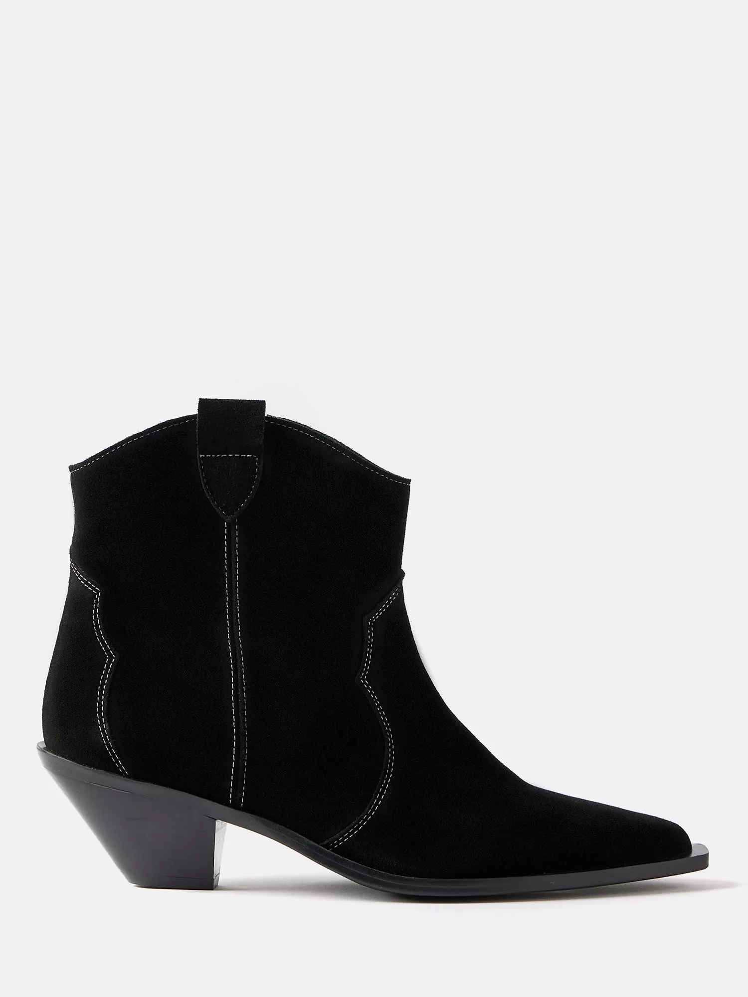 Mint Velvet Suede Stitch Ankle Boots Black