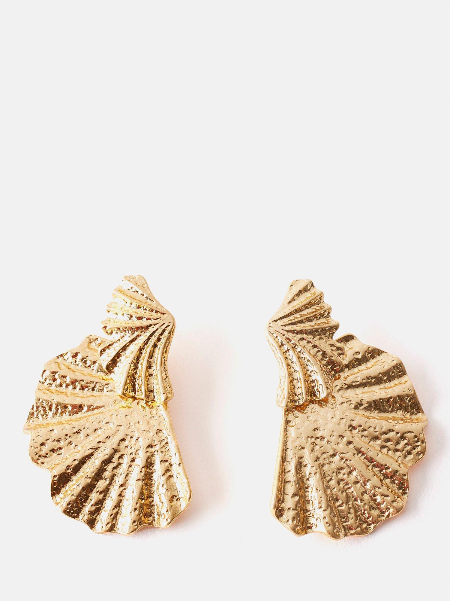 Mint Velvet Double Fan Drop Earrings, Gold