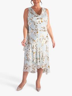 chesca Satin Burnout Sleeveless Midi Dress, Aqua, Aqua