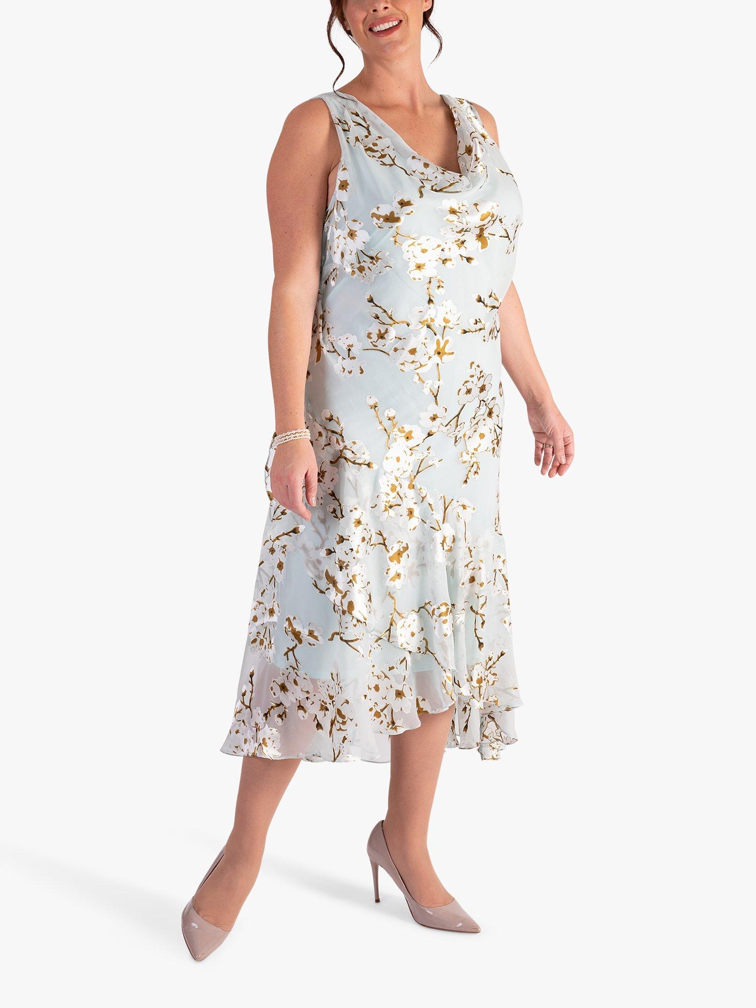 Product image 3 of 7, which shows chesca Satin Burnout Sleeveless Midi Dress, Aqua, 14