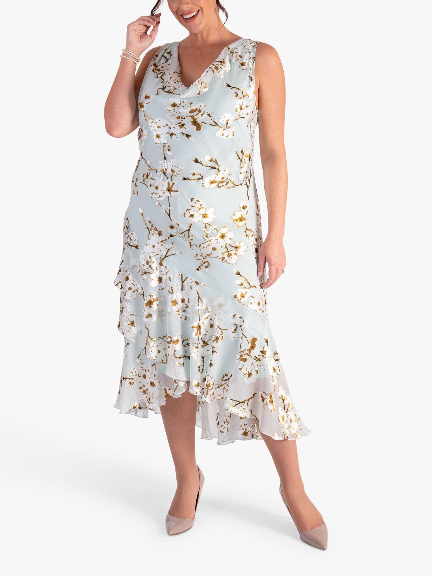 Product image 4 of 7, which shows chesca Satin Burnout Sleeveless Midi Dress, Aqua, 14