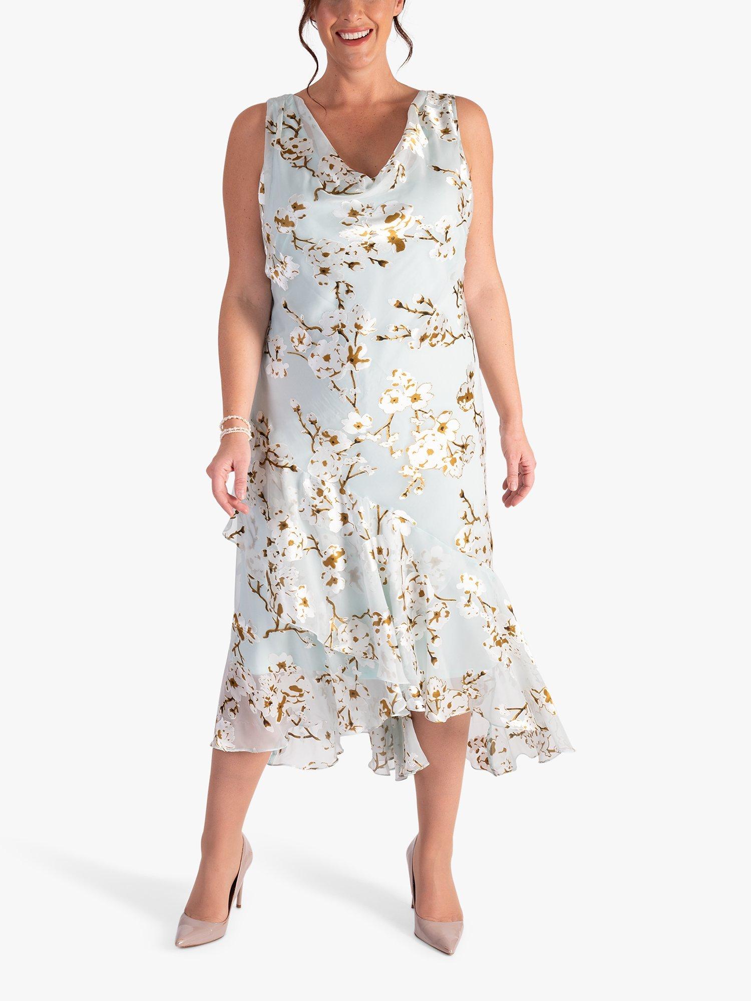 Product image 5 of 7, which shows chesca Satin Burnout Sleeveless Midi Dress, Aqua, 14
