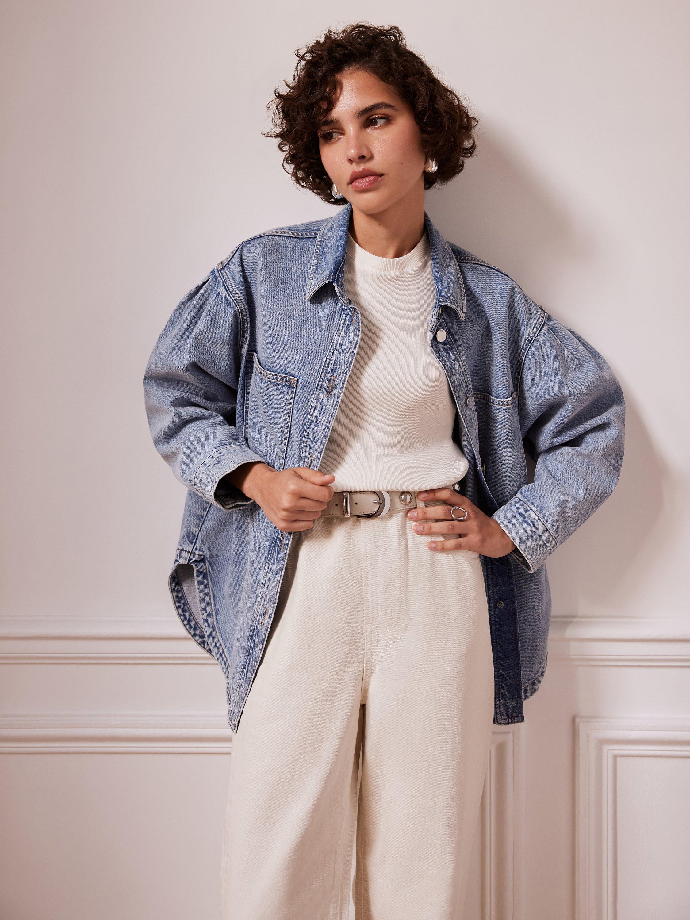 Mint Velvet Oversized Denim Shacket, Blue Indigo