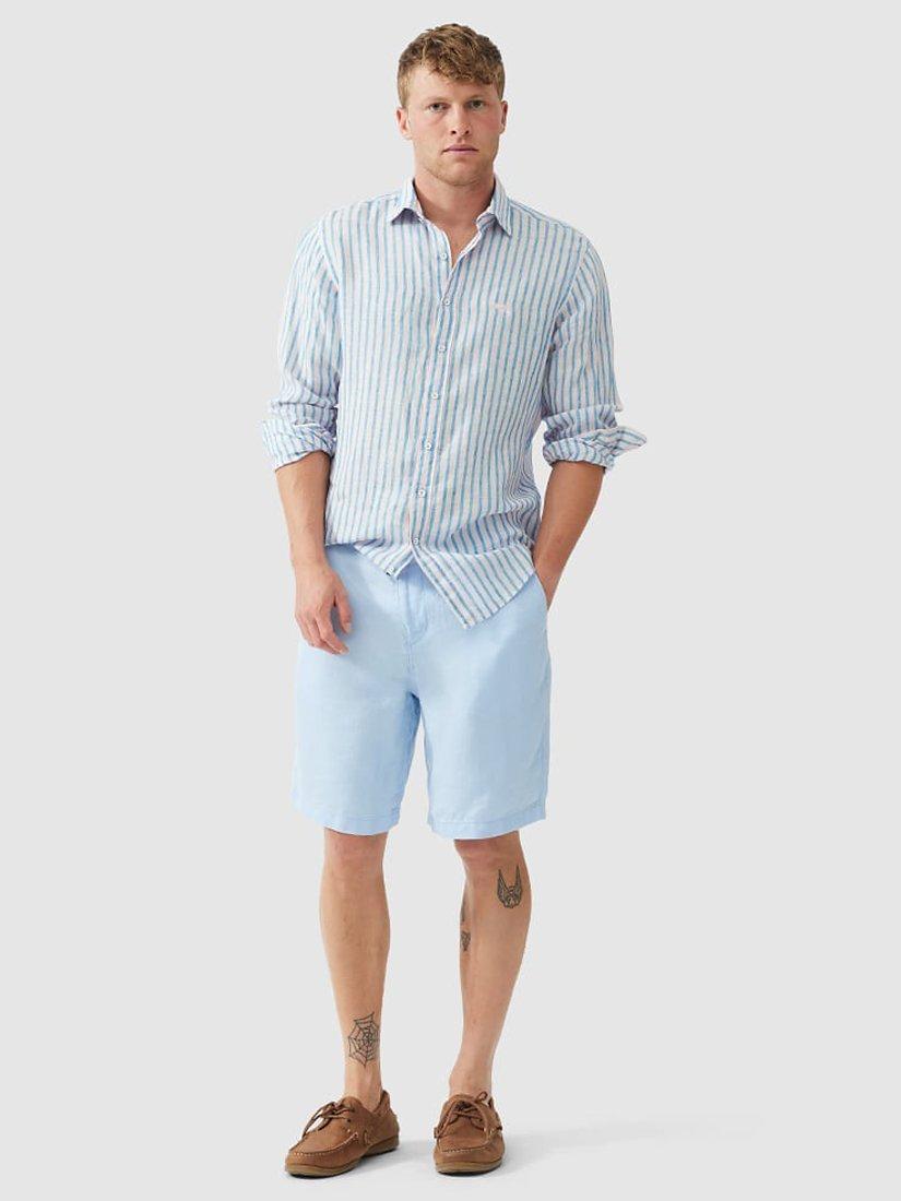 Rodd & Gunn Westlock Linen Relaxed Fit 9" Bermuda Shorts, Aquamarine, 28