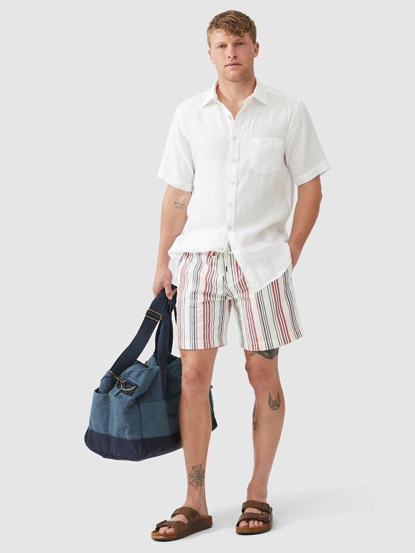 Product image 2 of 3, which shows Rodd & Gunn Wellpark Avenue Cotton Stripe  7" Resort Shorts, Garnet, XXS
