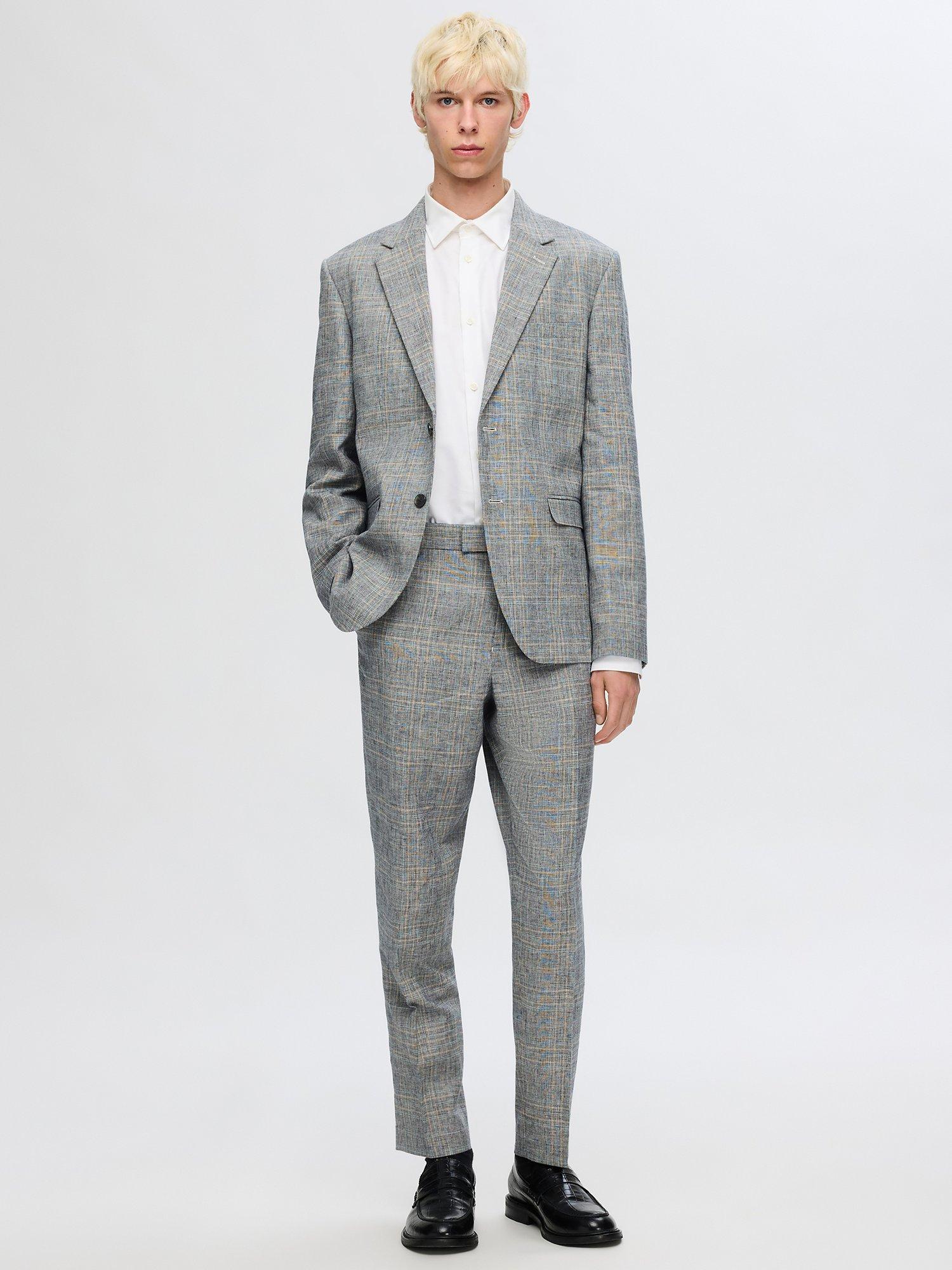 Selected Slim Fit Linen Trousers, Flint Gray