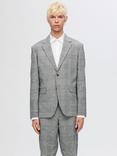 SELECTED HOMME Linen Check Blazer, Flint Gray