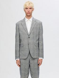 Selected Linen Check Blazer, Flint Gray, Flint Gray