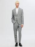 Selected Linen Check Blazer, Flint Gray
