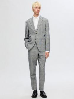 Selected Linen Check Blazer, Flint Gray - view 2, Flint Gray