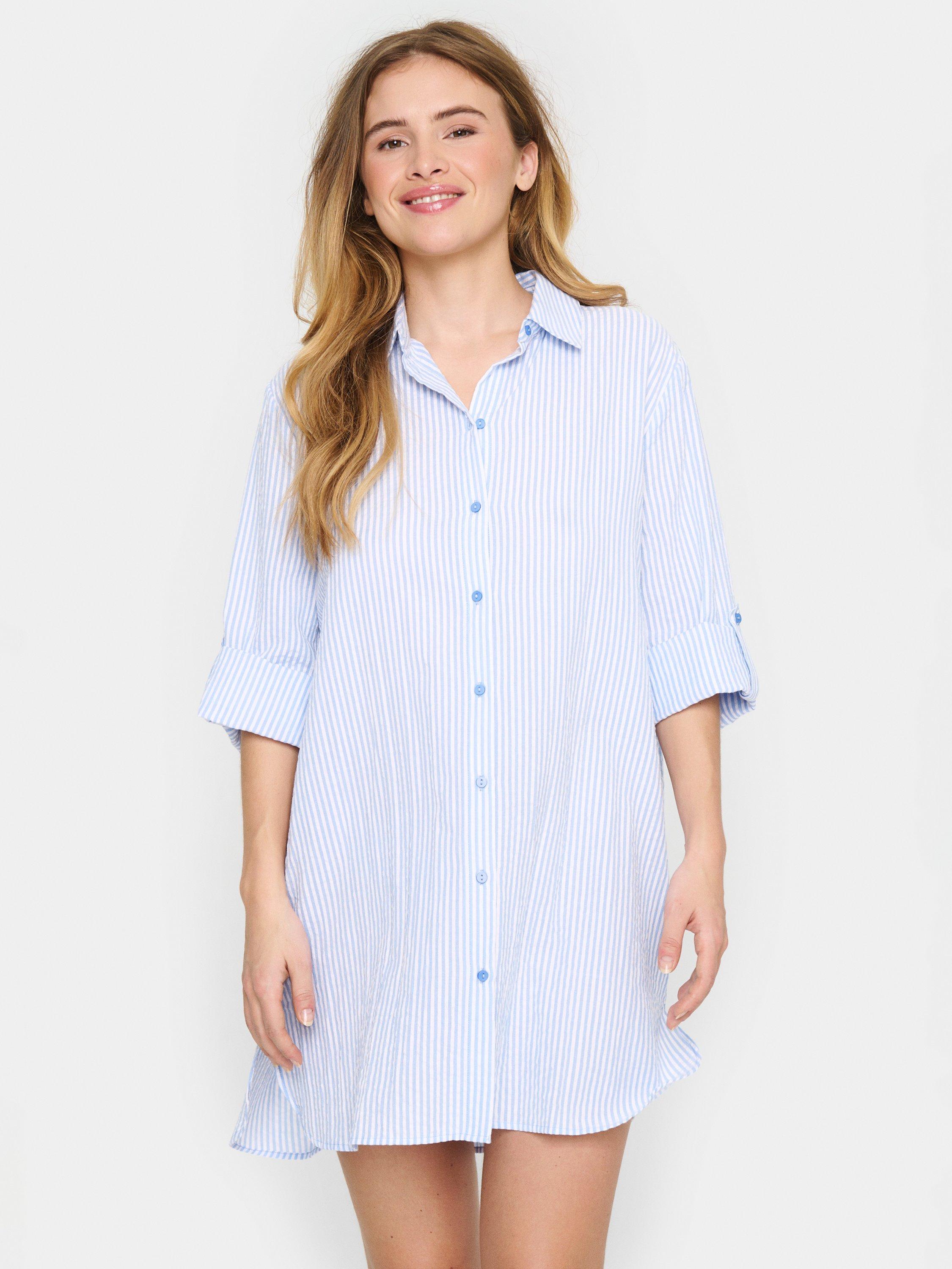Product image 1 of 5, which shows Saint Tropez Ziba Long Sleeve Button Tunic, Dutch Canal, XL