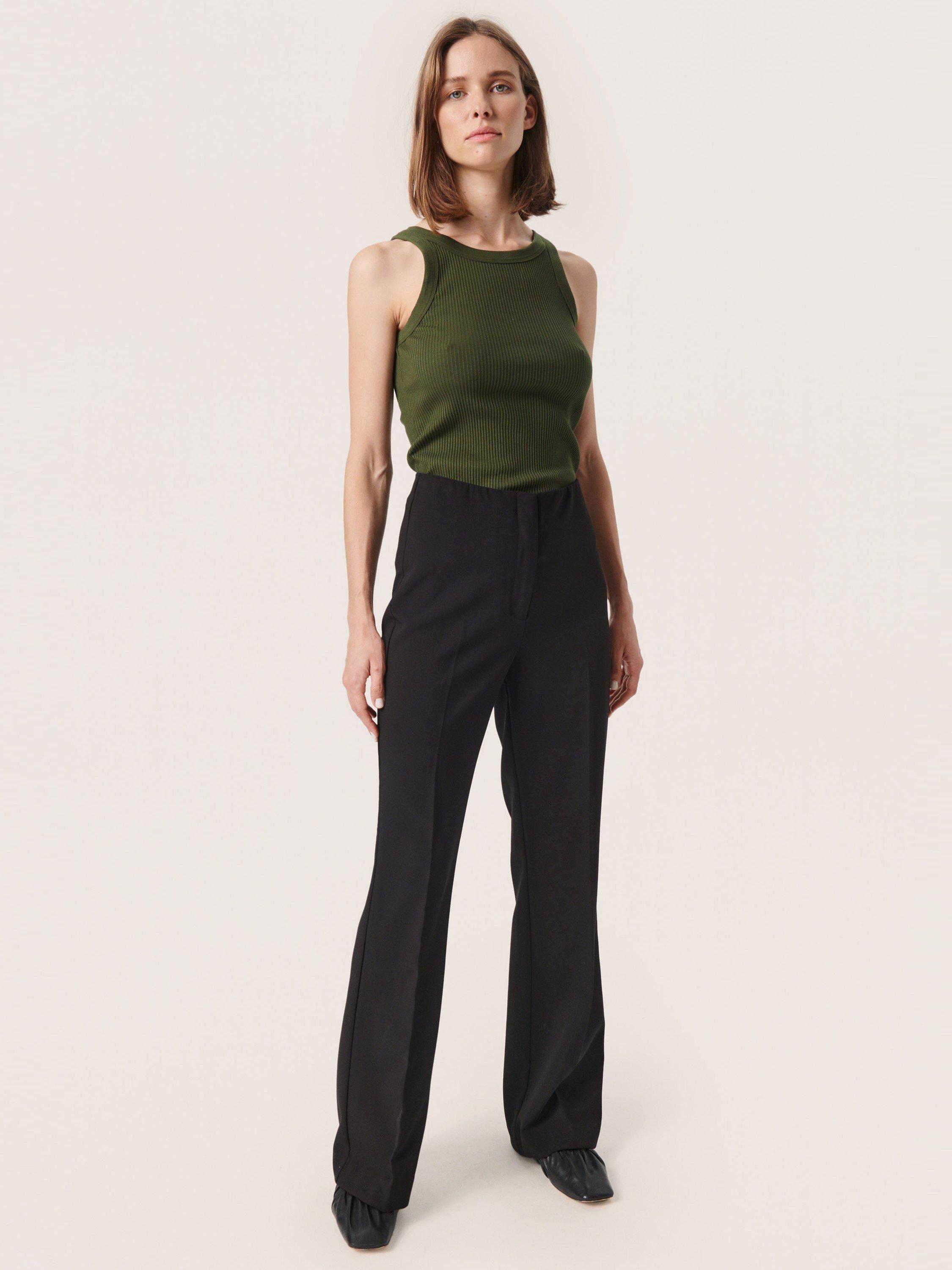 Product image 3 of 6, which shows Soaked In Luxury Corinne High Waisted Wide Legs Trousers, Black, XS