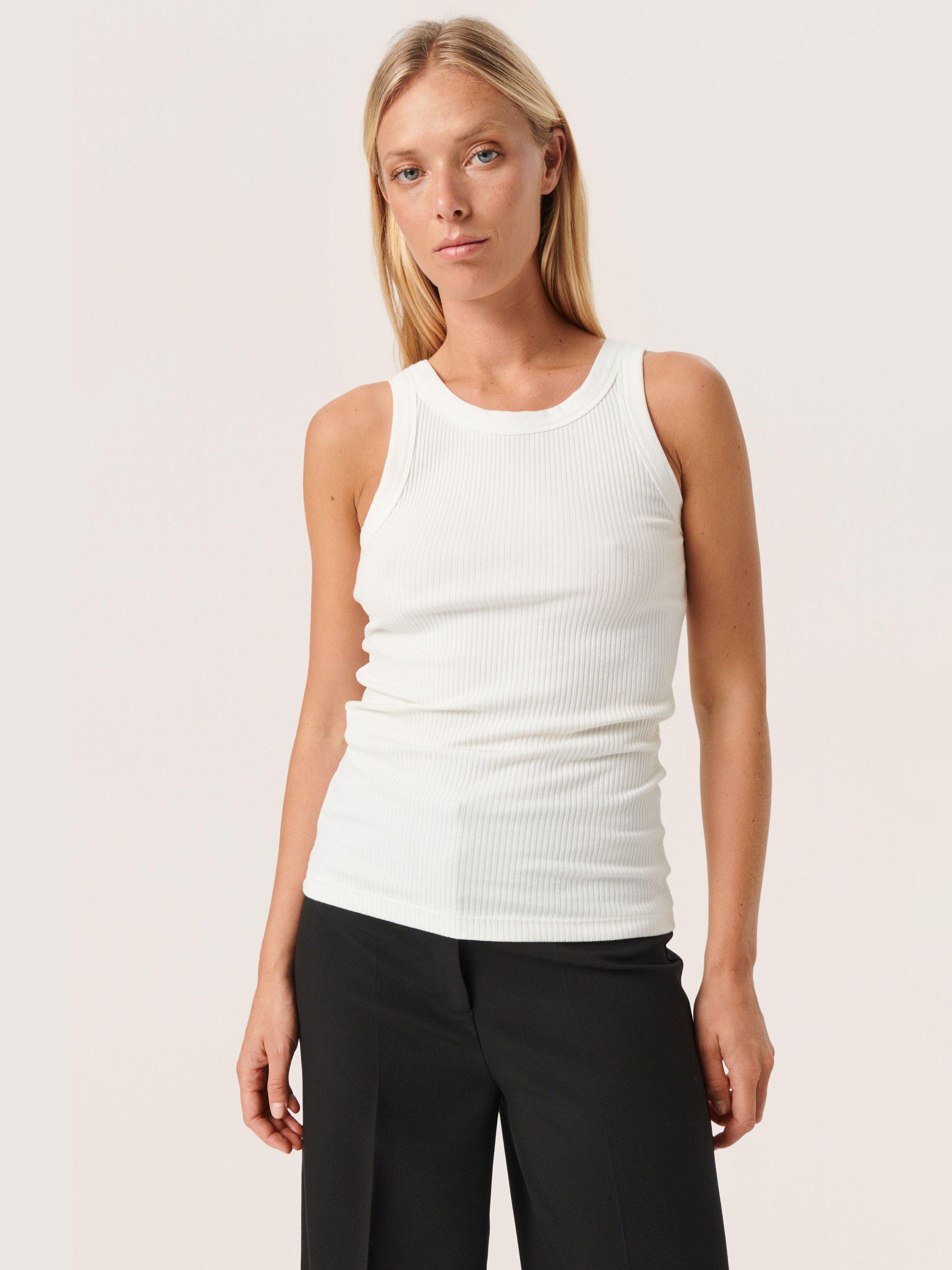 Soaked In Luxury Simone Rib Jersey Slim Fit Tank Top, Whisper White