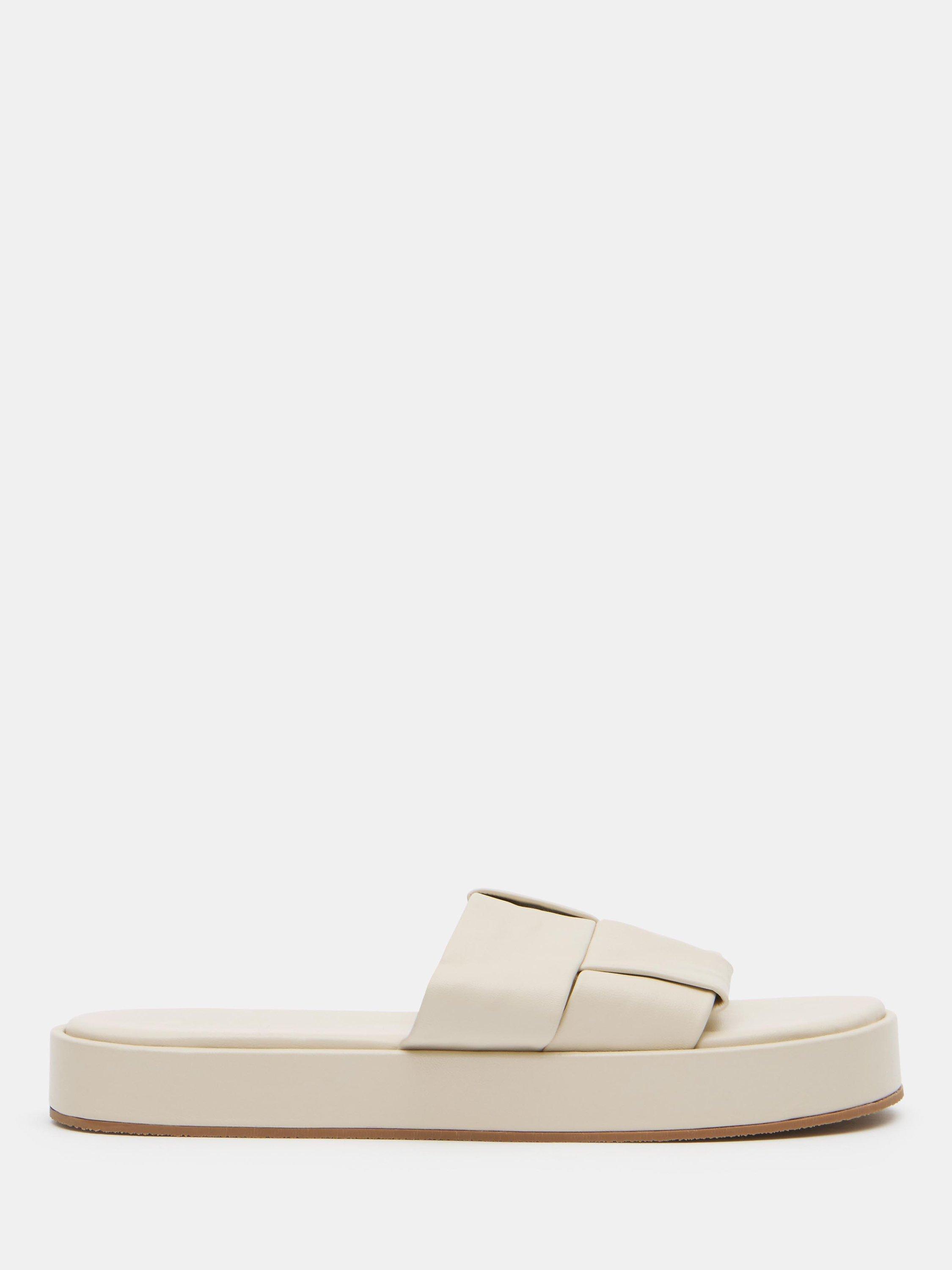 HUSH Willa Leather Weave Sandals, Bone White