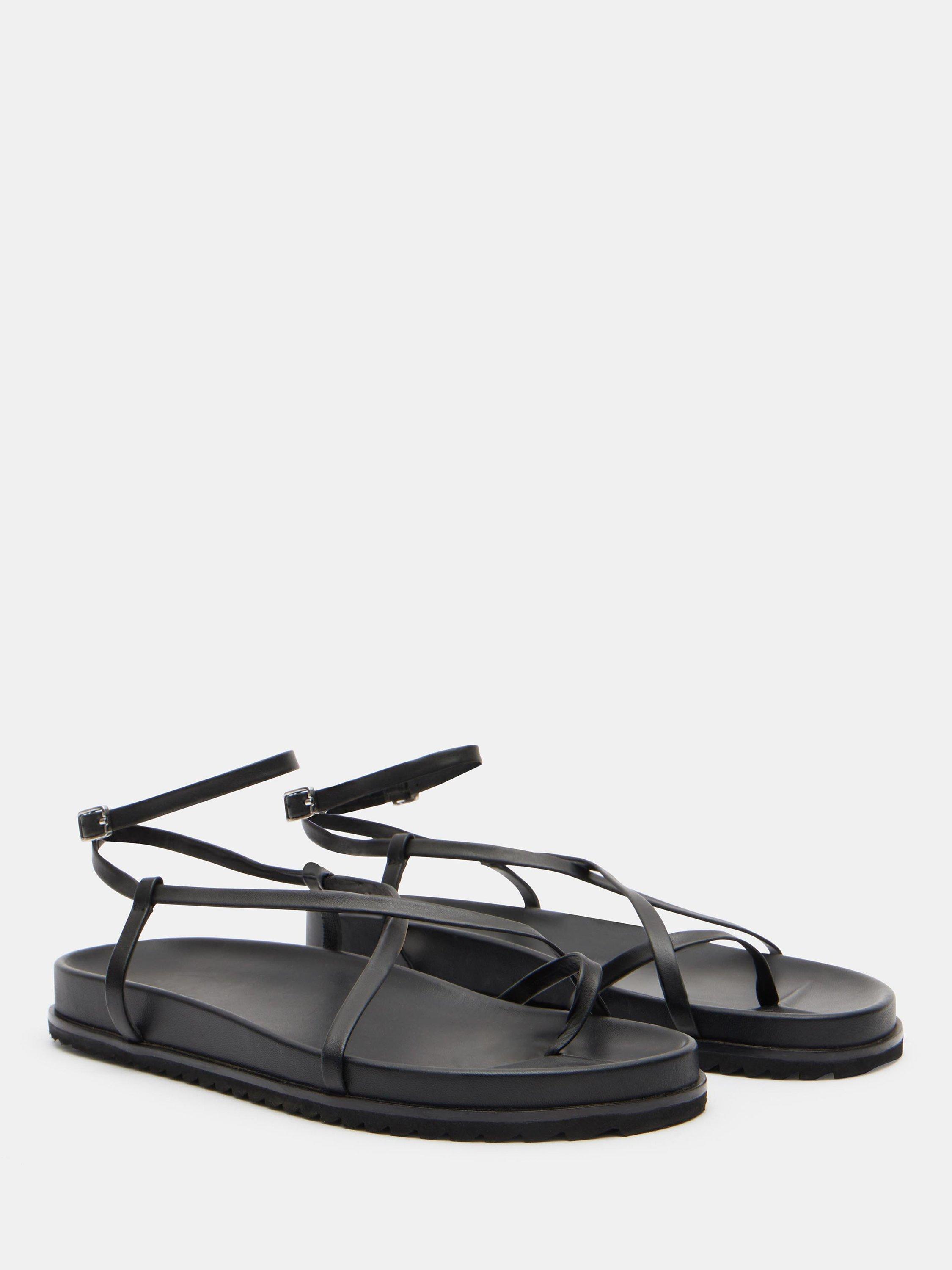 Product image 4 of 5, which shows HUSH Thea Minimal Footbed Sandals, Black, 3