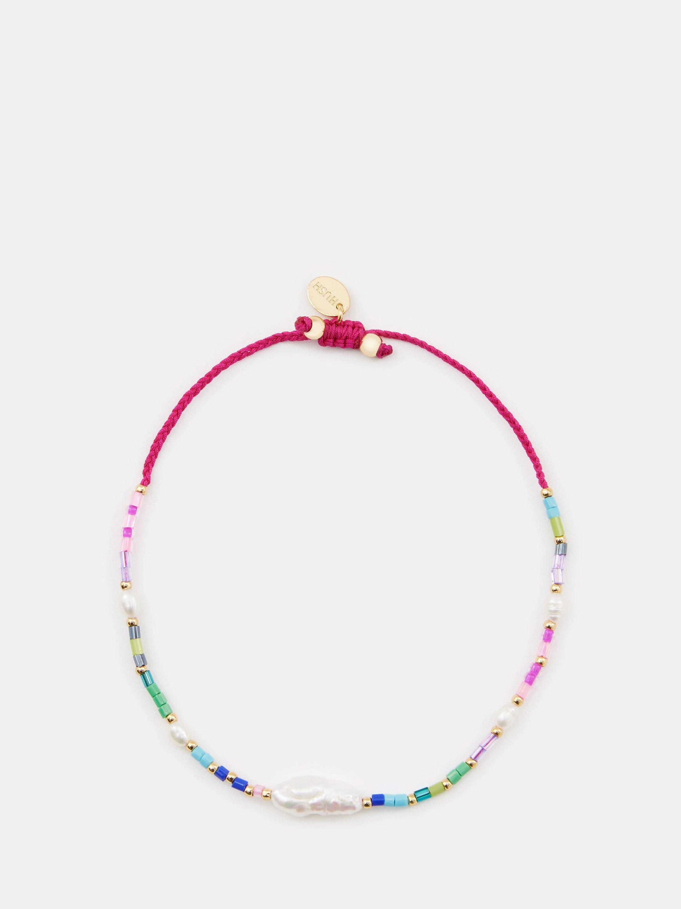HUSH Maisie Multi Beaded Friendship Bracelet, Gold/Multi