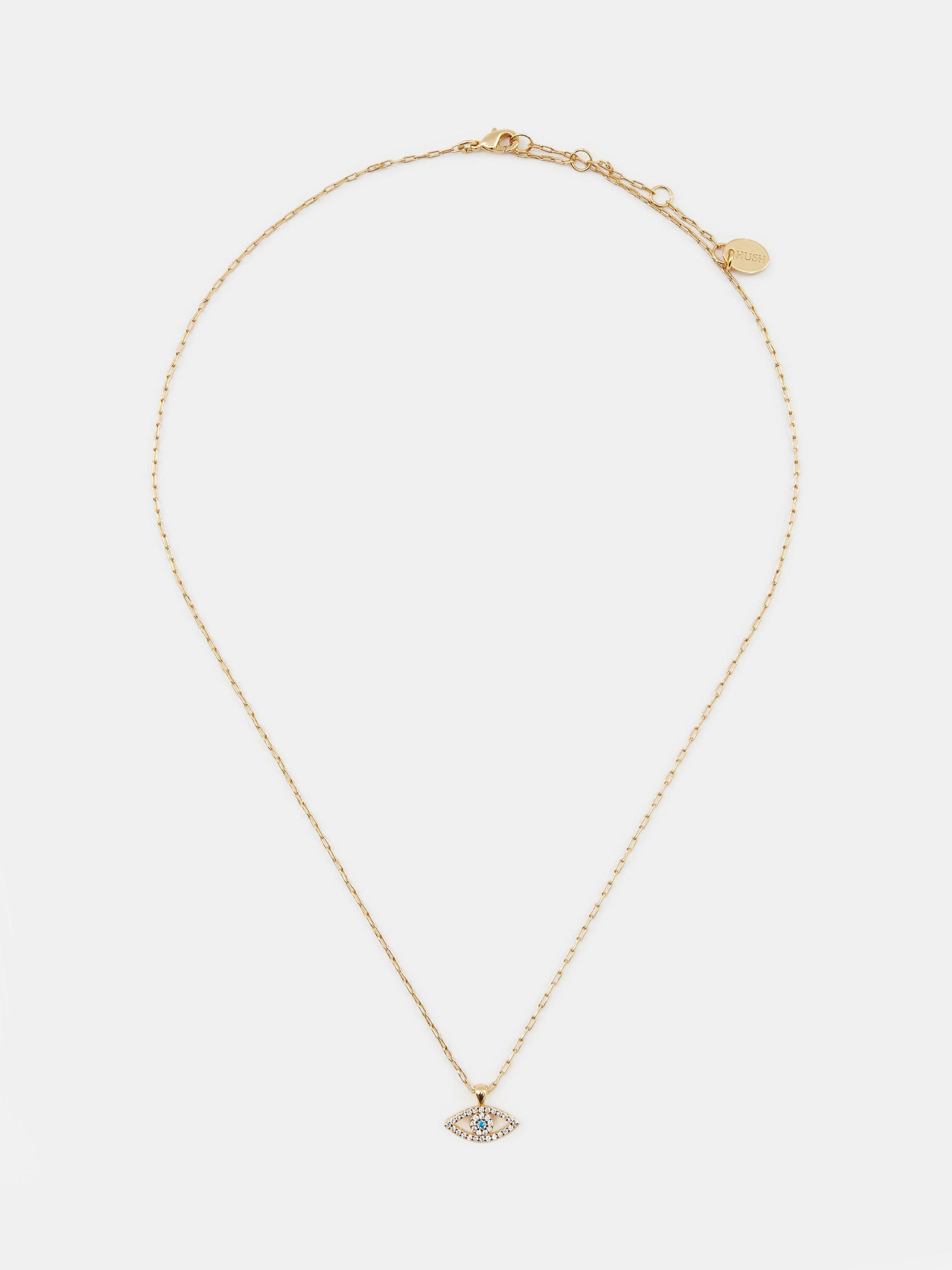 HUSH Evil Eye Necklace, Gold/Blue