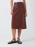 PAIGE Siren Faux Leather Midi Skirt, Rum Raisin