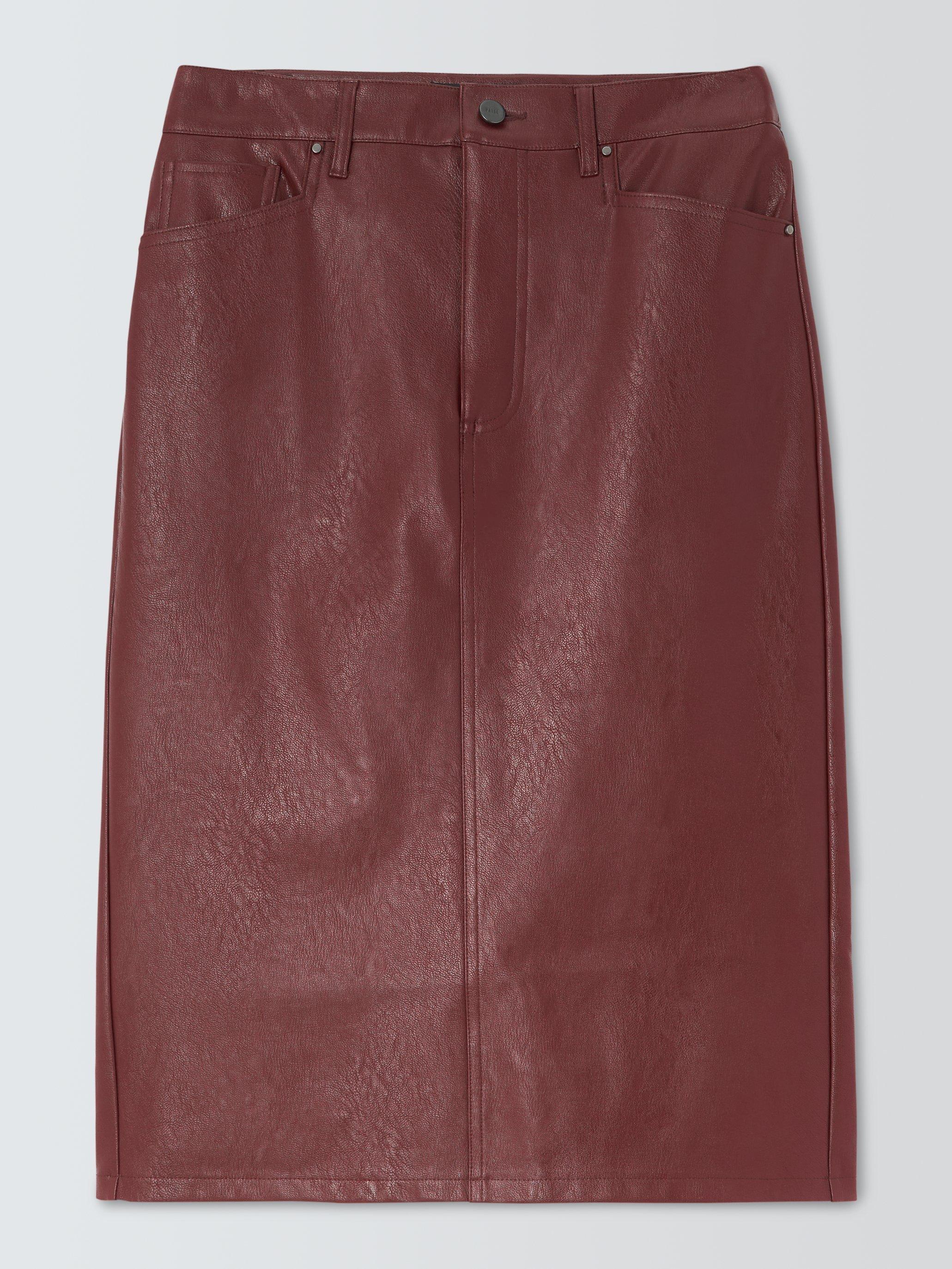 PAIGE Siren Faux Leather Midi Skirt Rum Raisin