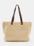 HUSH Natasha Straw Leather Tote Bag, Natural