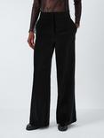 John Lewis Wide Leg Velvet Trousers, Black