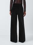 John Lewis Wide Leg Velvet Trousers, Black