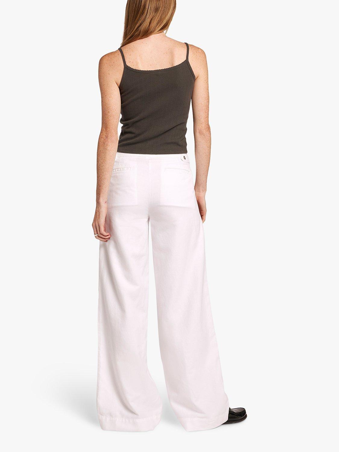 Product image 2 of 6, which shows Current/Elliott The Markey Linen Blend Wide Leg Trousers, White, W25/L33