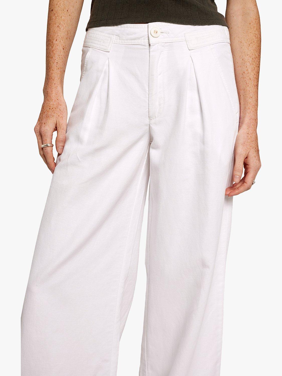 Product image 5 of 6, which shows Current/Elliott The Markey Linen Blend Wide Leg Trousers, White, W25/L33