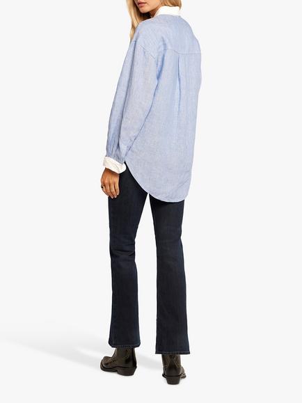 Current/Elliott The Candid Relaxed Fit Linen Shirt, Blue - view 2, Blue