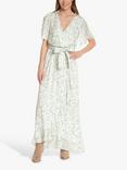 Sisters Point Floral Print Maxi Wrap Dress, Light Green/White