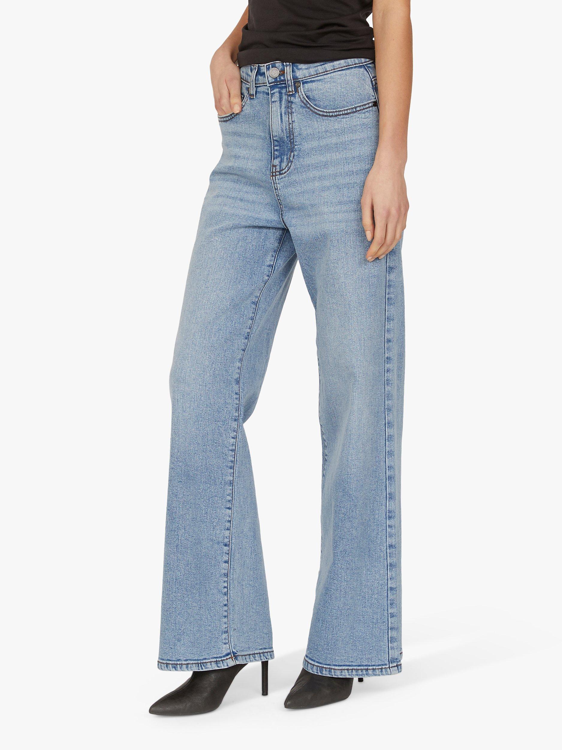 Sisters Point Owi Cotton Blend Wide Leg Jeans, Blue Used