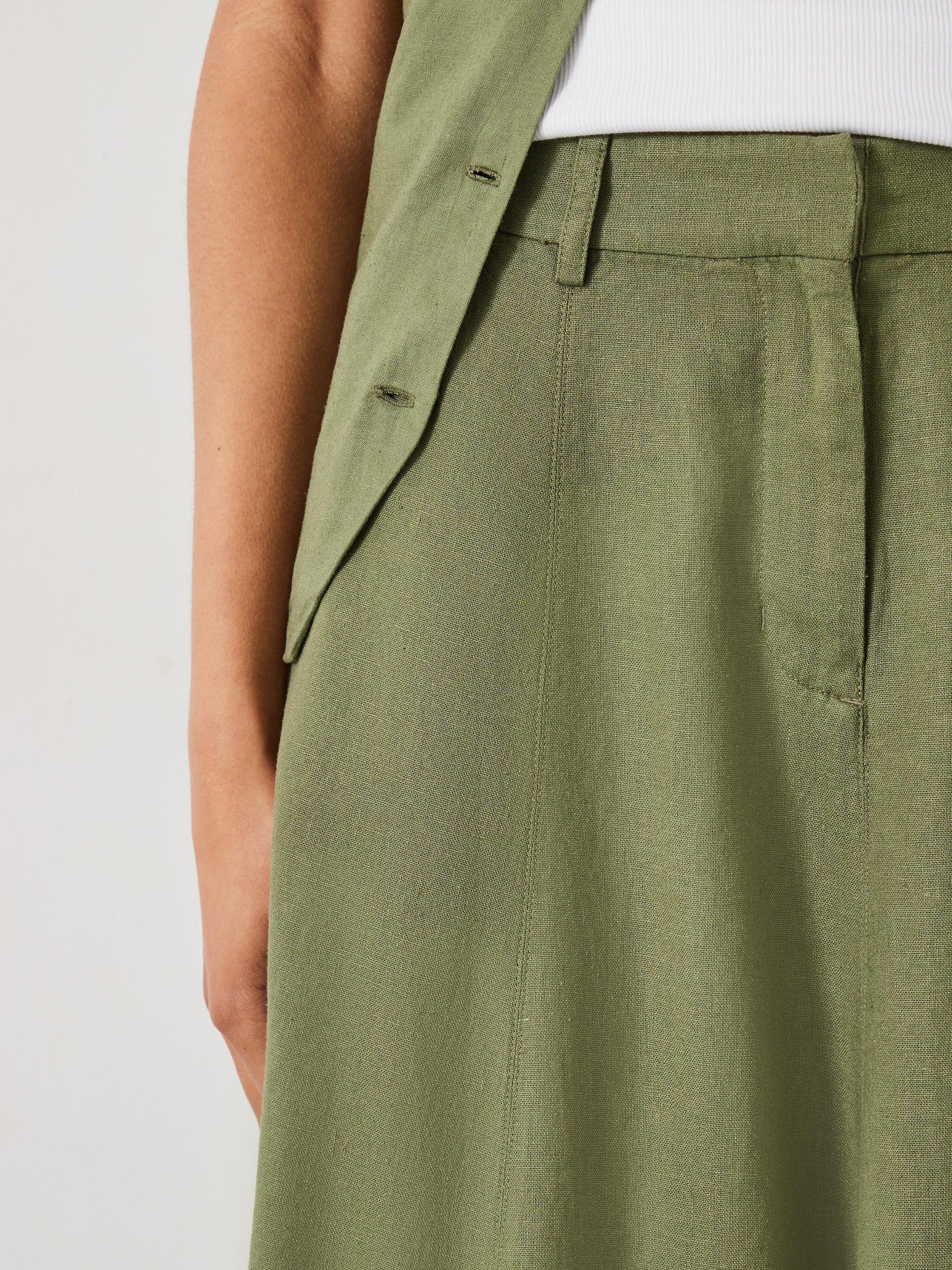 HUSH Juliah Linen Blend Maxi Skirt, Olive, 4