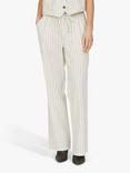 Sisters Point Ella Loose Fitted Striped Trousers, Cream/Navy