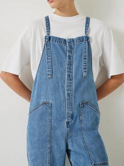 HUSH Ellie Cropped Cotton Dungarees - view 2, Light Blue Wash