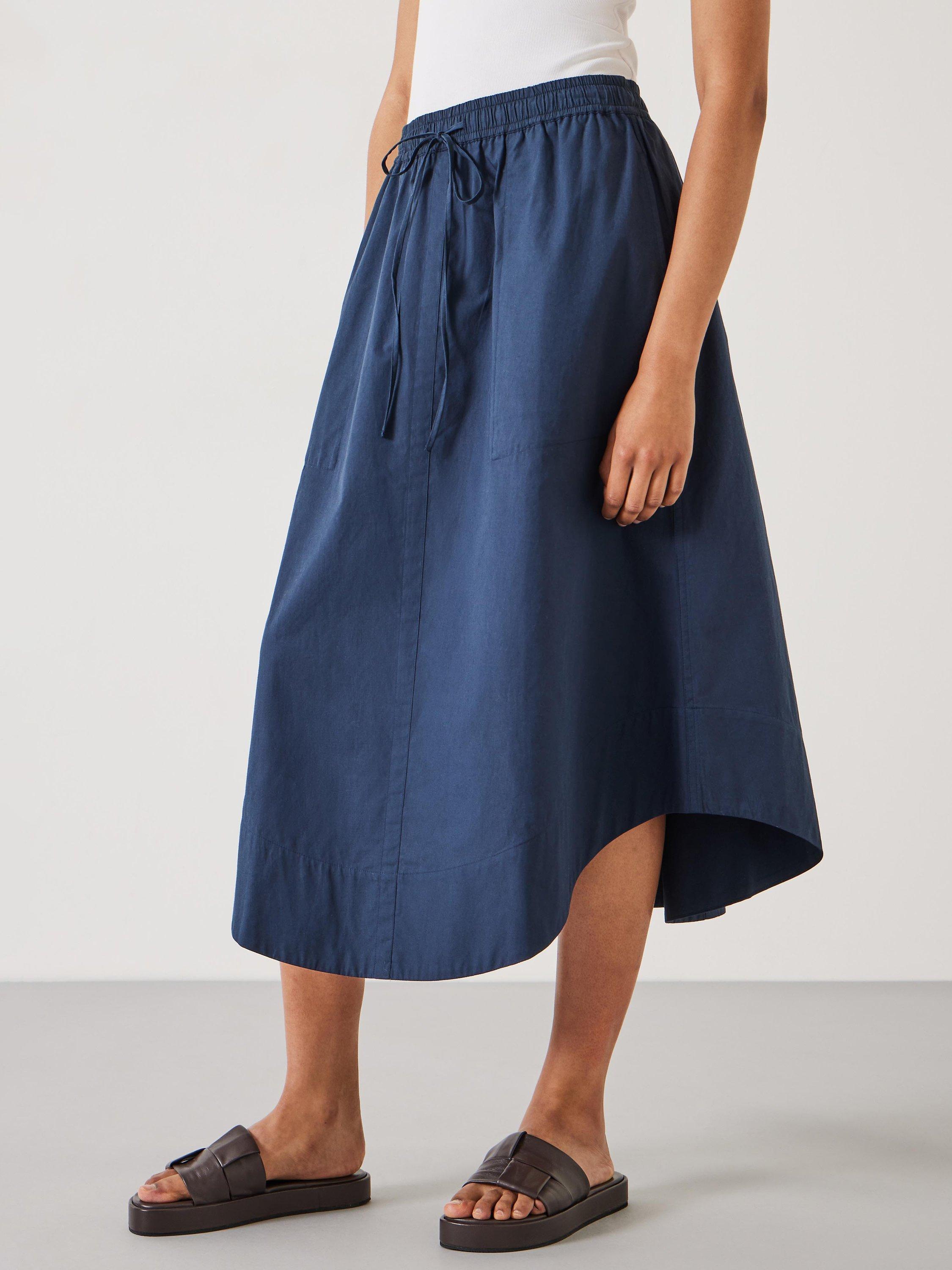 HUSH Kelly Curved Midi Skirt Midnight Navy
