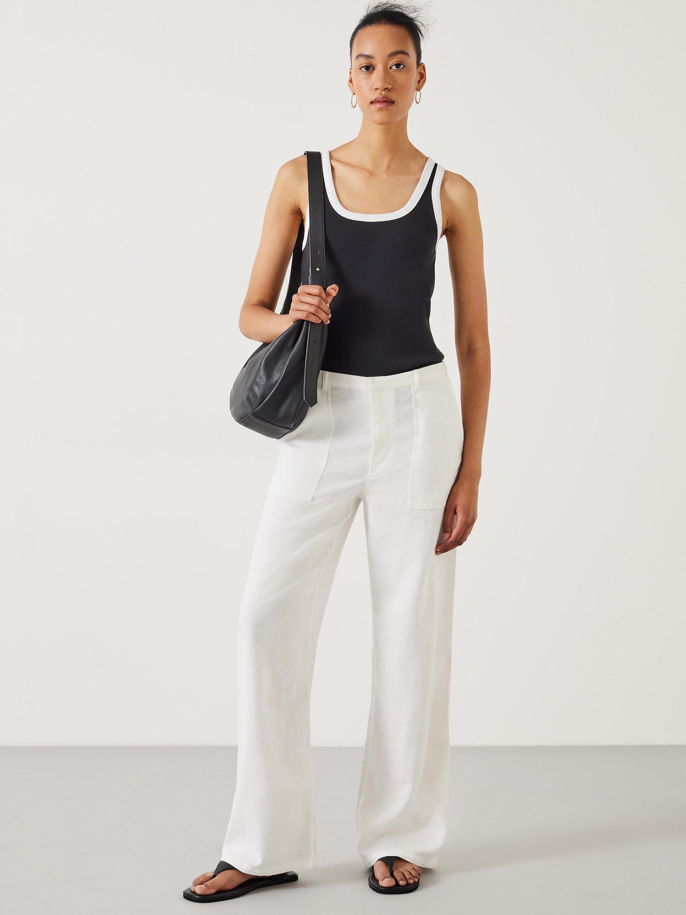 Straight leg linen mix trousers store