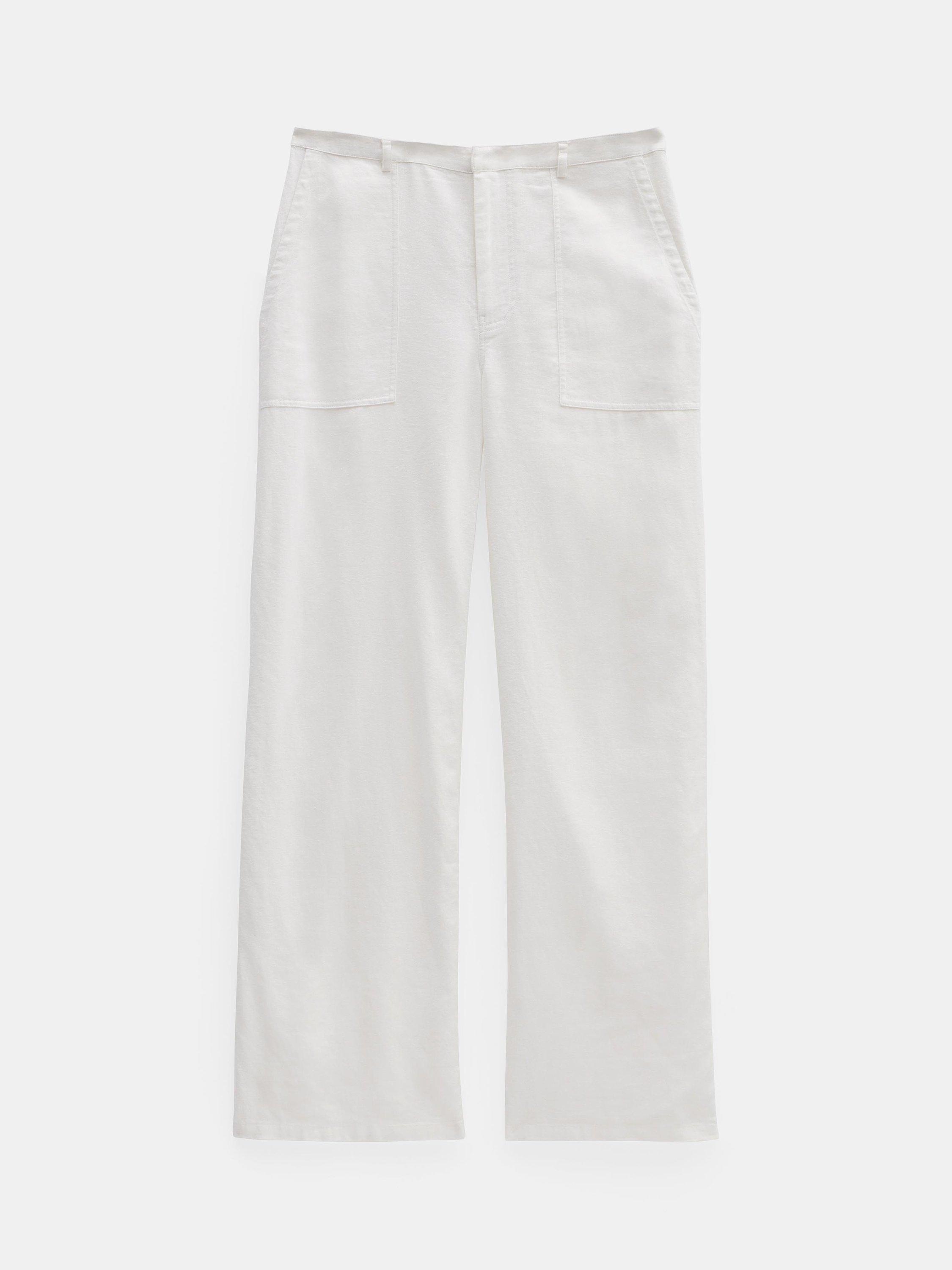 Product image 4 of 5, which shows HUSH Raye Linen Blend Straight Leg Trousers, White, 4