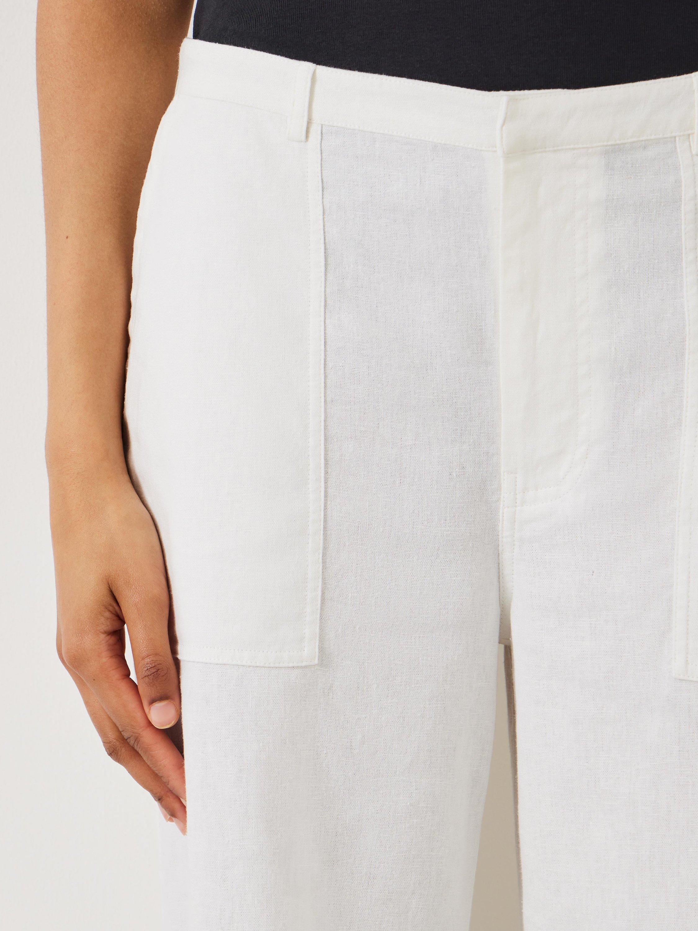 Product image 5 of 5, which shows HUSH Raye Linen Blend Straight Leg Trousers, White, 4
