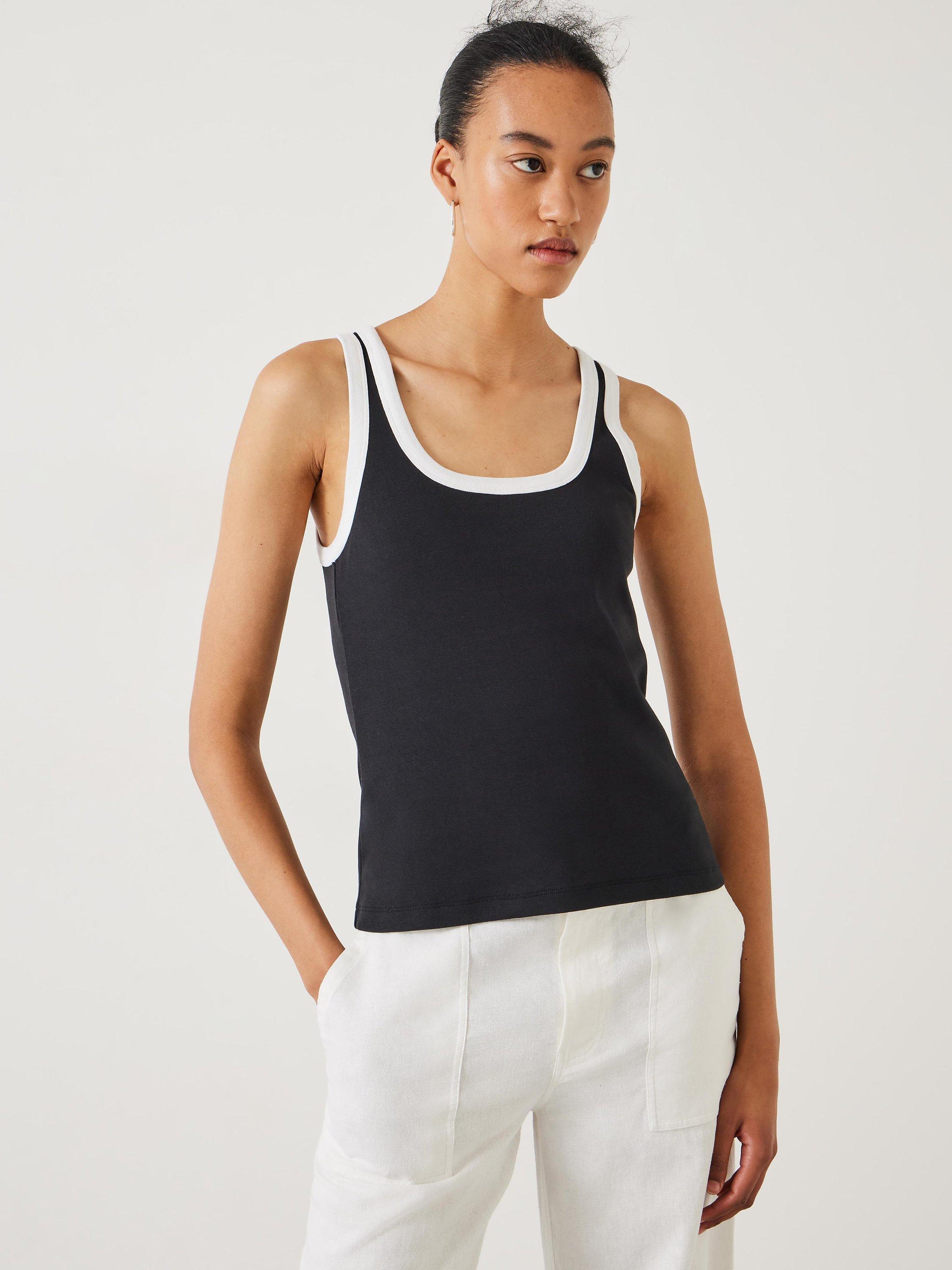 HUSH Lena Contrast Trim Vest, Black