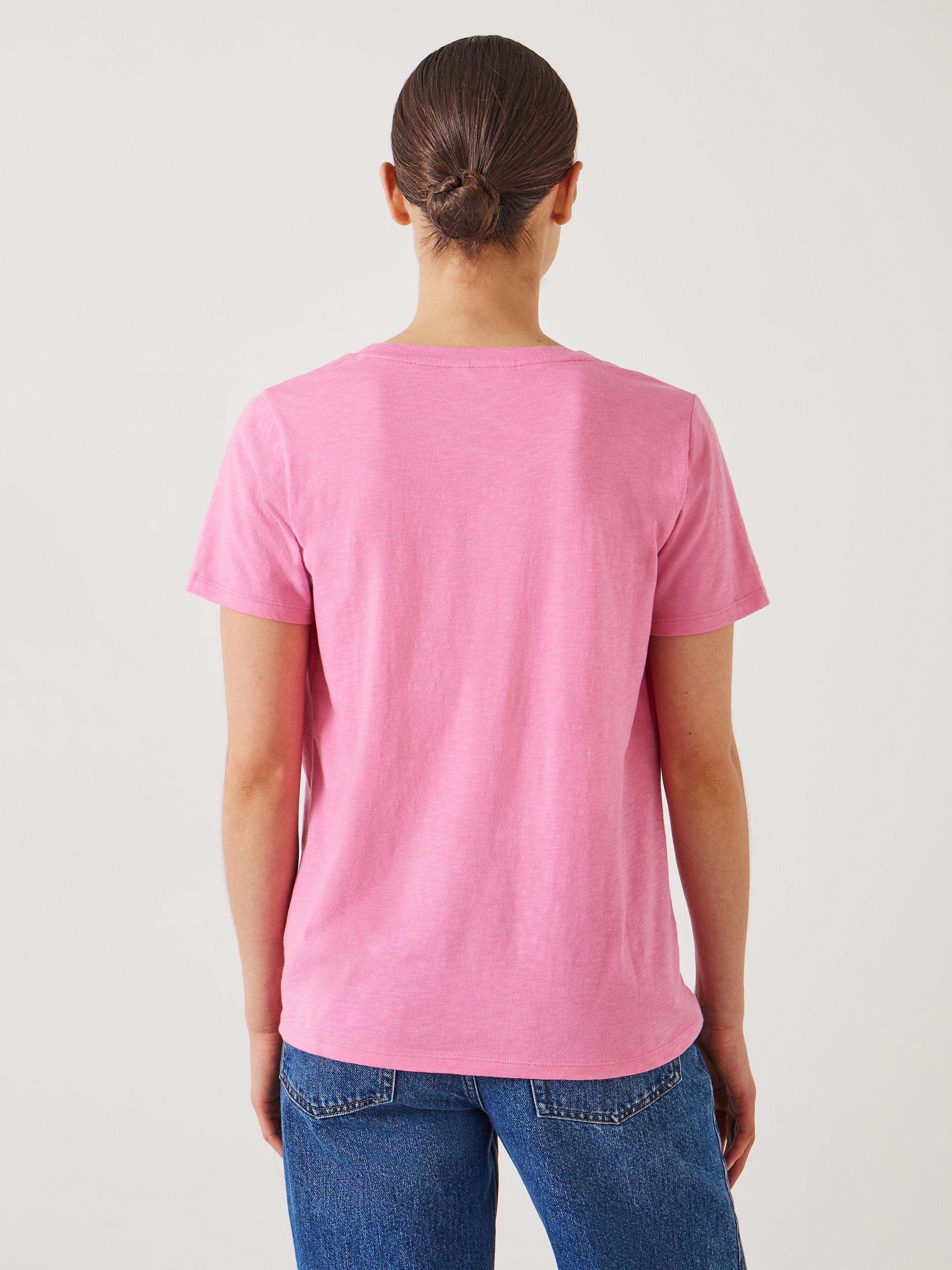 Product image 3 of 5, which shows HUSH Hari Cotton Slub Scoop Neck T-Shirt, Strawberry Pink, XXS