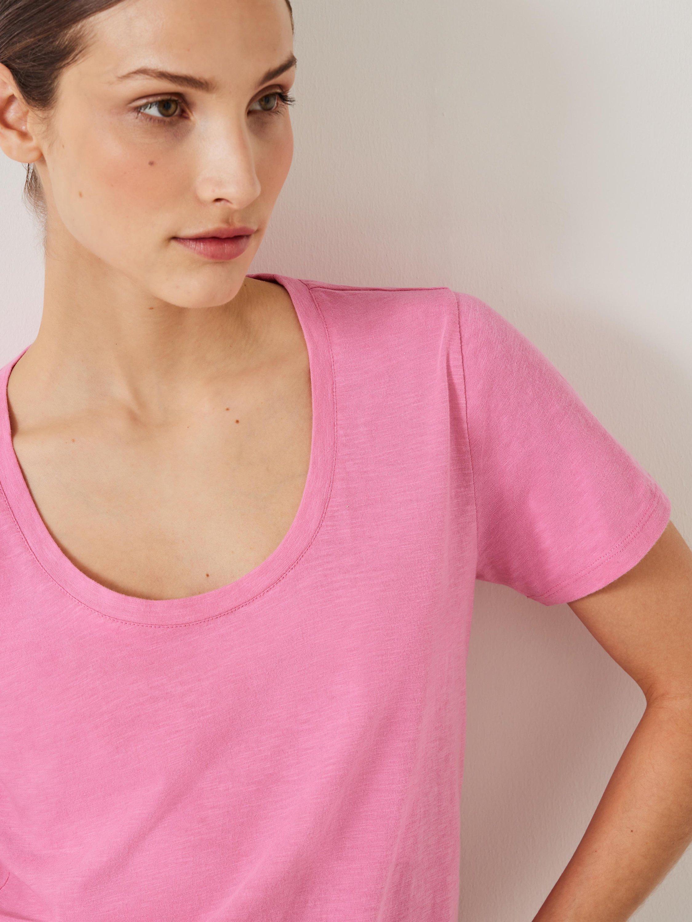 Product image 5 of 5, which shows HUSH Hari Cotton Slub Scoop Neck T-Shirt, Strawberry Pink, XXS