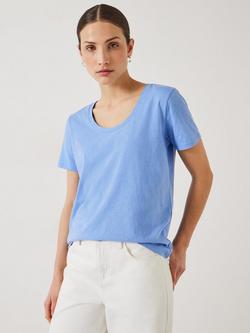 HUSH Hari Cotton Slub Scoop Neck T-Shirt, Periwinkle Blue