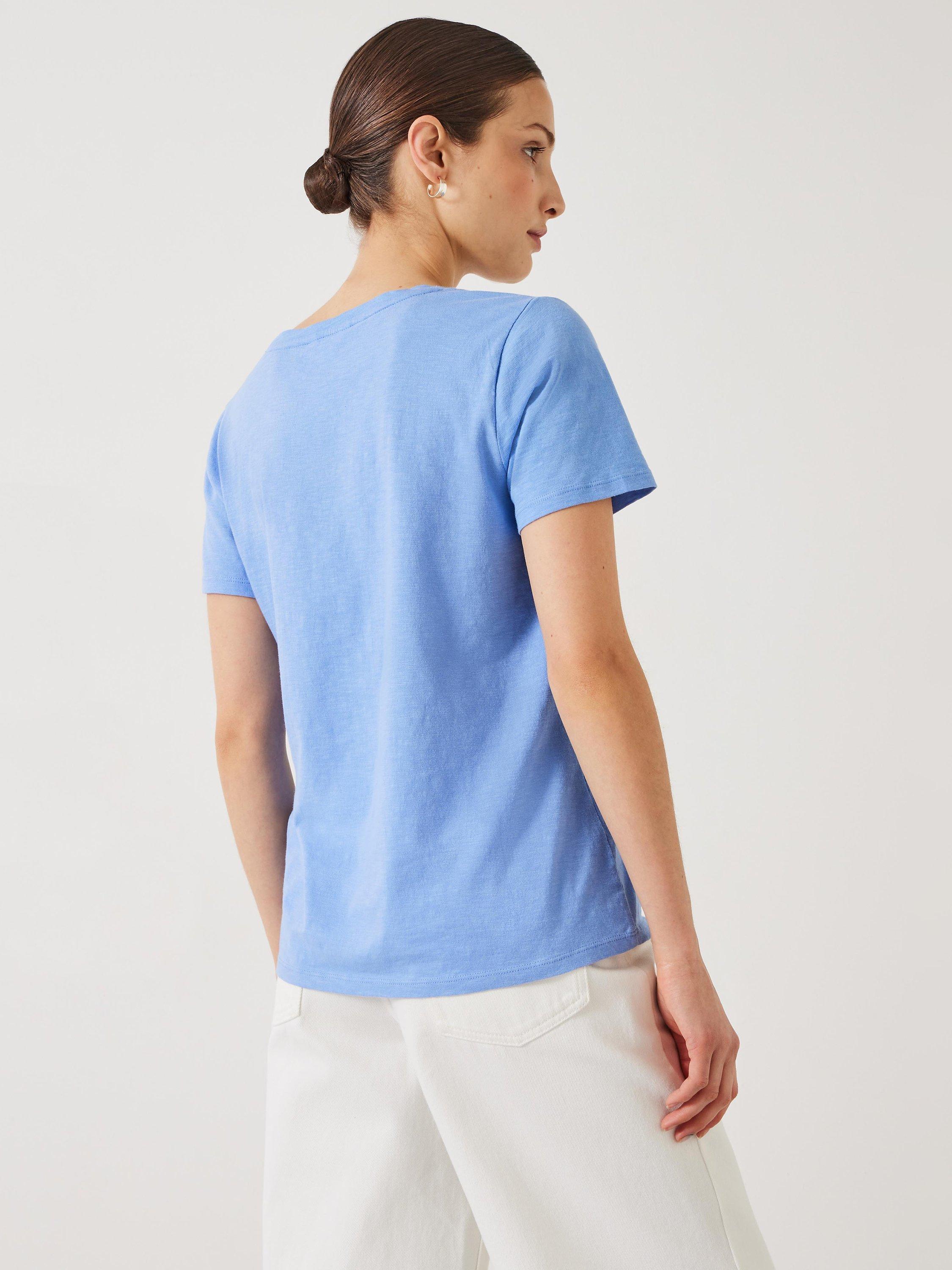 Product image 3 of 5, which shows HUSH Hari Cotton Slub Scoop Neck T-Shirt, Periwinkle Blue, XS
