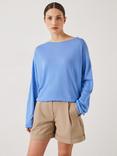 HUSH Aarani Open Neck Linen Blend Top, Periwinkle Blue