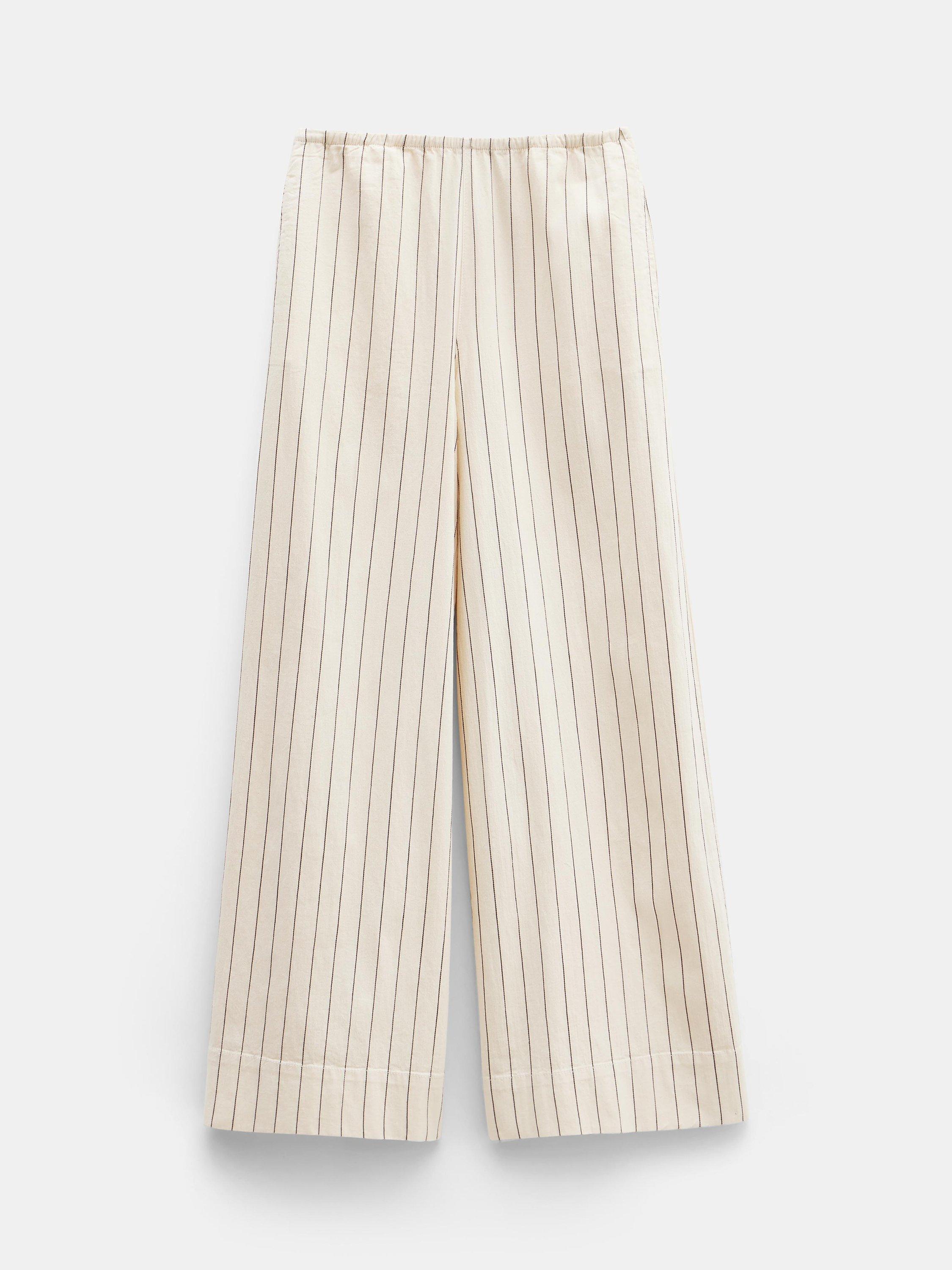Product image 5 of 5, which shows HUSH Elissia Striped Wide Leg Trousers, White/Black, White/Black, 10S