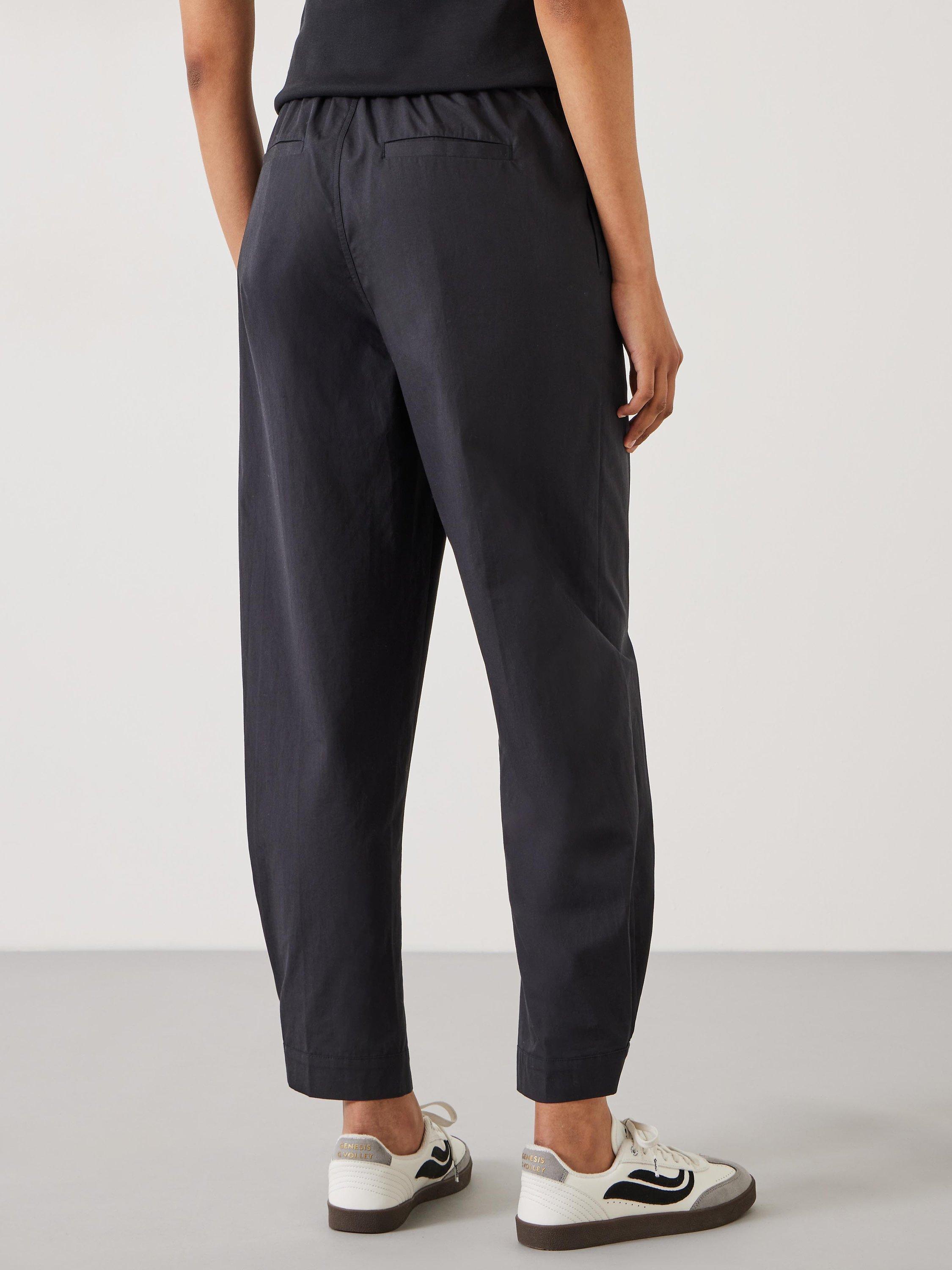 Product image 3 of 5, which shows HUSH Easy Cotton Poplin Easy Trousers, Black, 10
